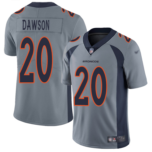 Men Denver Broncos #20 Duke Dawson Limited Silver Inverted Legend Football NFL Jersey